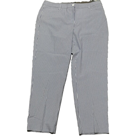 Anne Klein Pants 16 NWT High‎ Waist Striped Seersucker Preppy Summer Lightweight - Picture 2 of 5